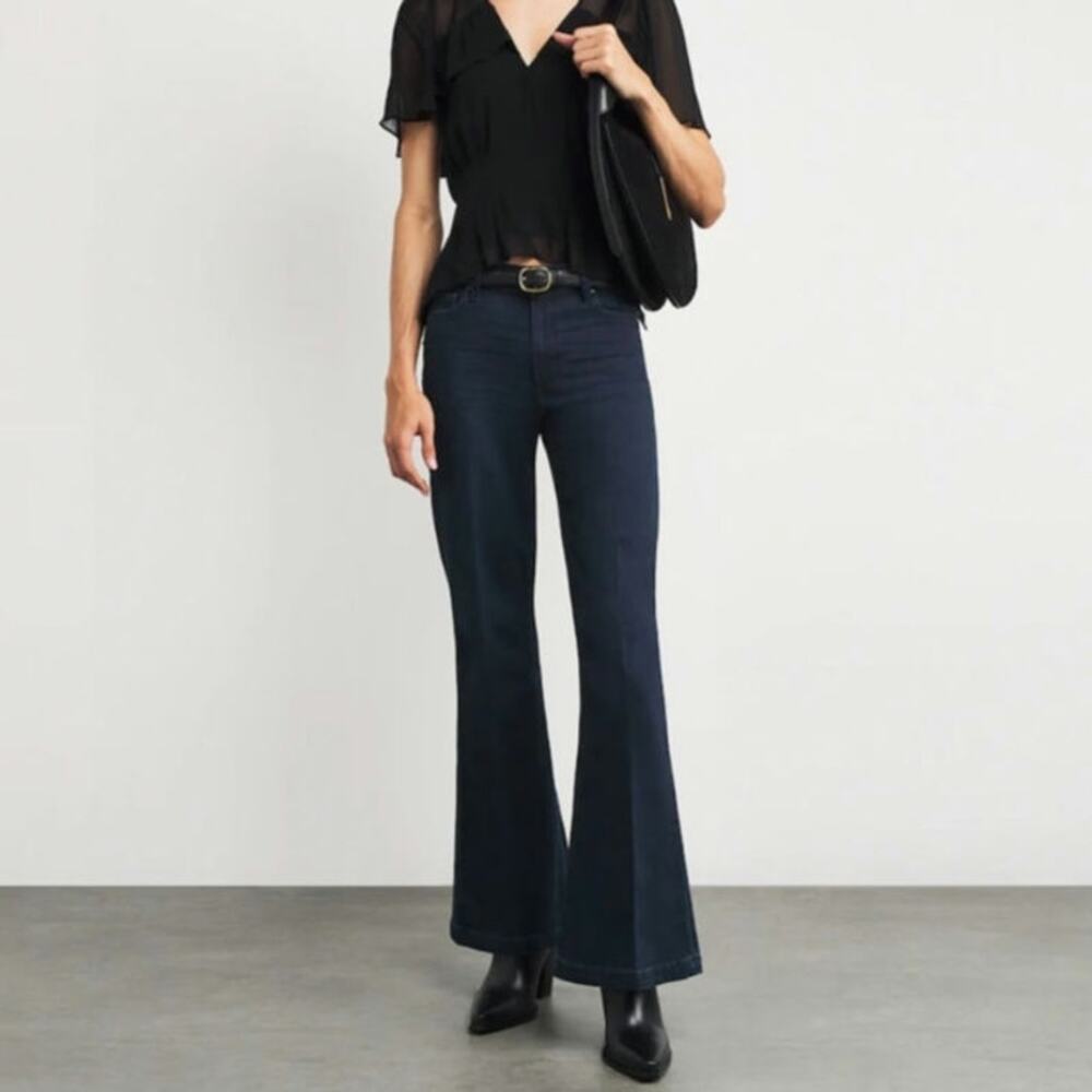 PAIGE Genevieve High Rise Flare Jeans Dark Wash Stretch. Boho, Fall, FlareJeans